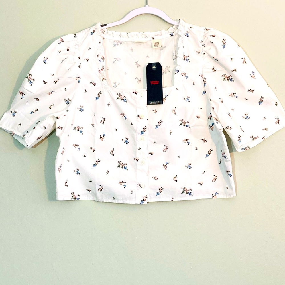 *HP!! Levi’s Joella crop top floral white XXL NWT